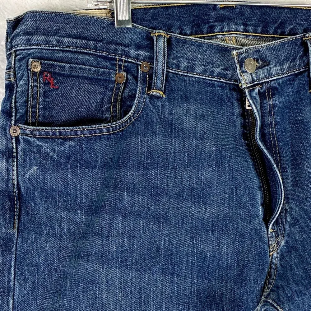 Polo Ralph Lauren Jeans Mens 36x32 Varick Faded Whiskered Preppy Western Y2K - Picture 3 of 14
